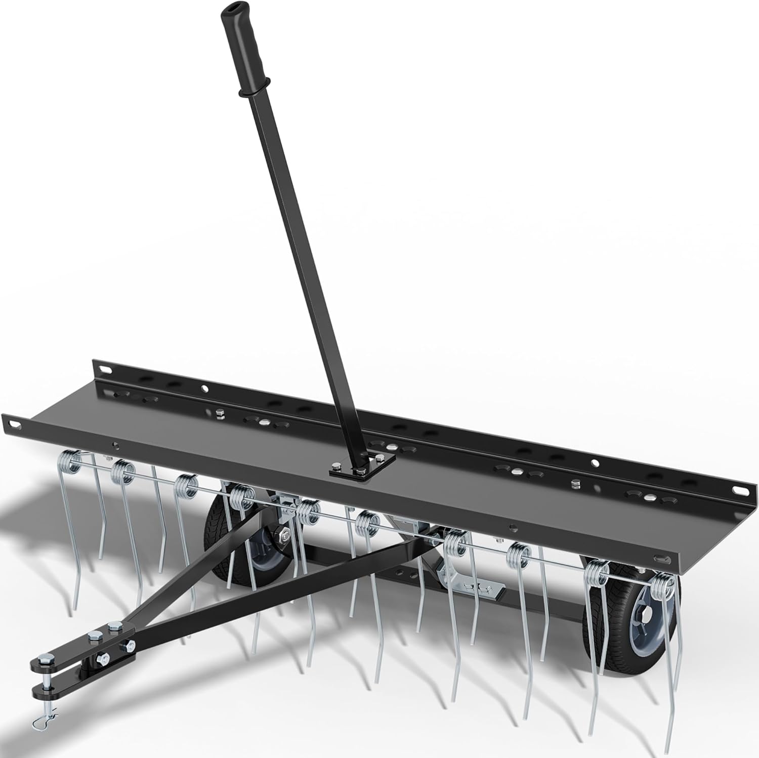 YITAMOTOR 40" Dethatcher Tow Behind Lawn rake Lawn Sweeper,Black