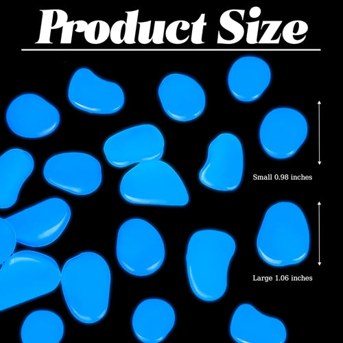 0.7LB 25-27mm Bule Glow in The Dark Stones Luminous Pebble Stones Glow Fish Tank Rocks Luminous Pebbles for Outdoor Decor Yard Walkway Pathway Aquarium