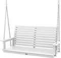 YEFU Porch Swing, 2-Seat Outdoor Swing, Waterproof Hanging Porch Swings Chair, Weather Resistance Patio Swings,for Garden and Backyard,Composite Material,660LBS Weight Capacity,4FT,White