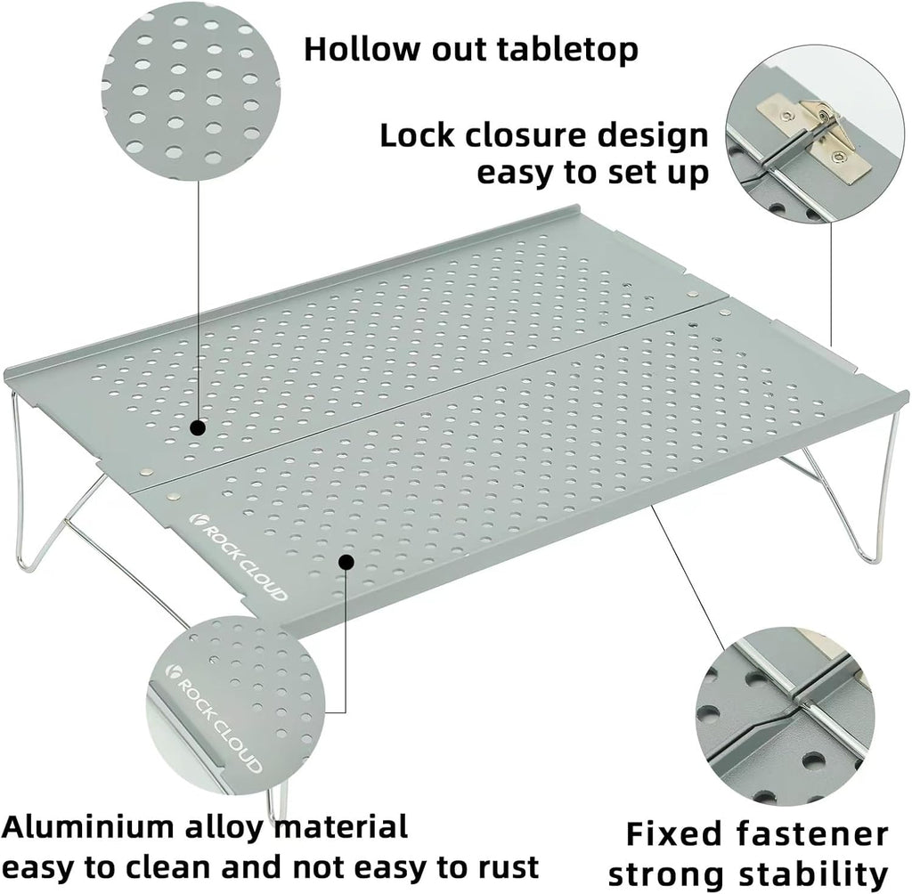 ROCK CLOUD Mini Compact Camping Table Ultralight Folding Table for Backpacking Camp Hiking Beach Picnic BBQ