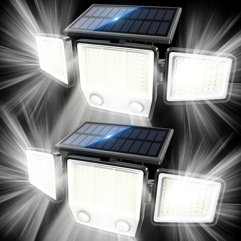 Solar Motion Sensor Outdoor Lights Waterproof - 3000LM 3 Modes Security Lights Outdoor 270° Illumination IP65 LED Solar Flood Wall Light for Garden Yard Patio Pathway (2 Pack)