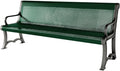 Coated Outdoor Furniture Heavy-Duty Outdoor Bench Thermoplastic Coated, Punched Steel, Commercial-Grade Garden Bench, Made in America (Portable with Back, 6 Ft, Green)