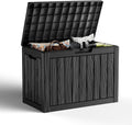 45 Gallon Resin Deck Box, Lockable Outdoor Storage Box for Patio Cushions Storage Furniture,Garden Tools, Pool Supplies, Weatherproof and UV Resistant（Black）