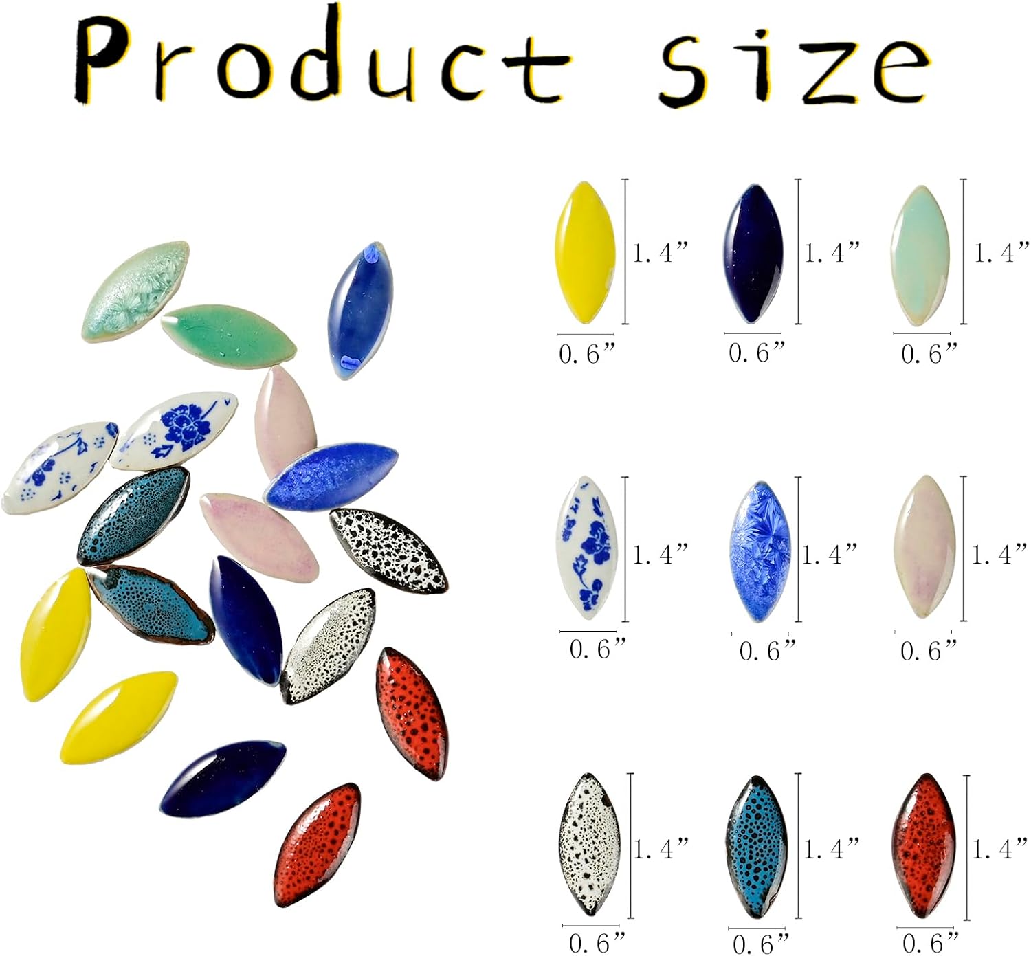 Petal Ceramic Mosaic Tiles for Crafts, Blue and White Porcelain Ceramic Mosaic Pieces Bulk Mosaic Christmas Partial Renovation Gift Ideas, Mosaic Supplies - 70pcs