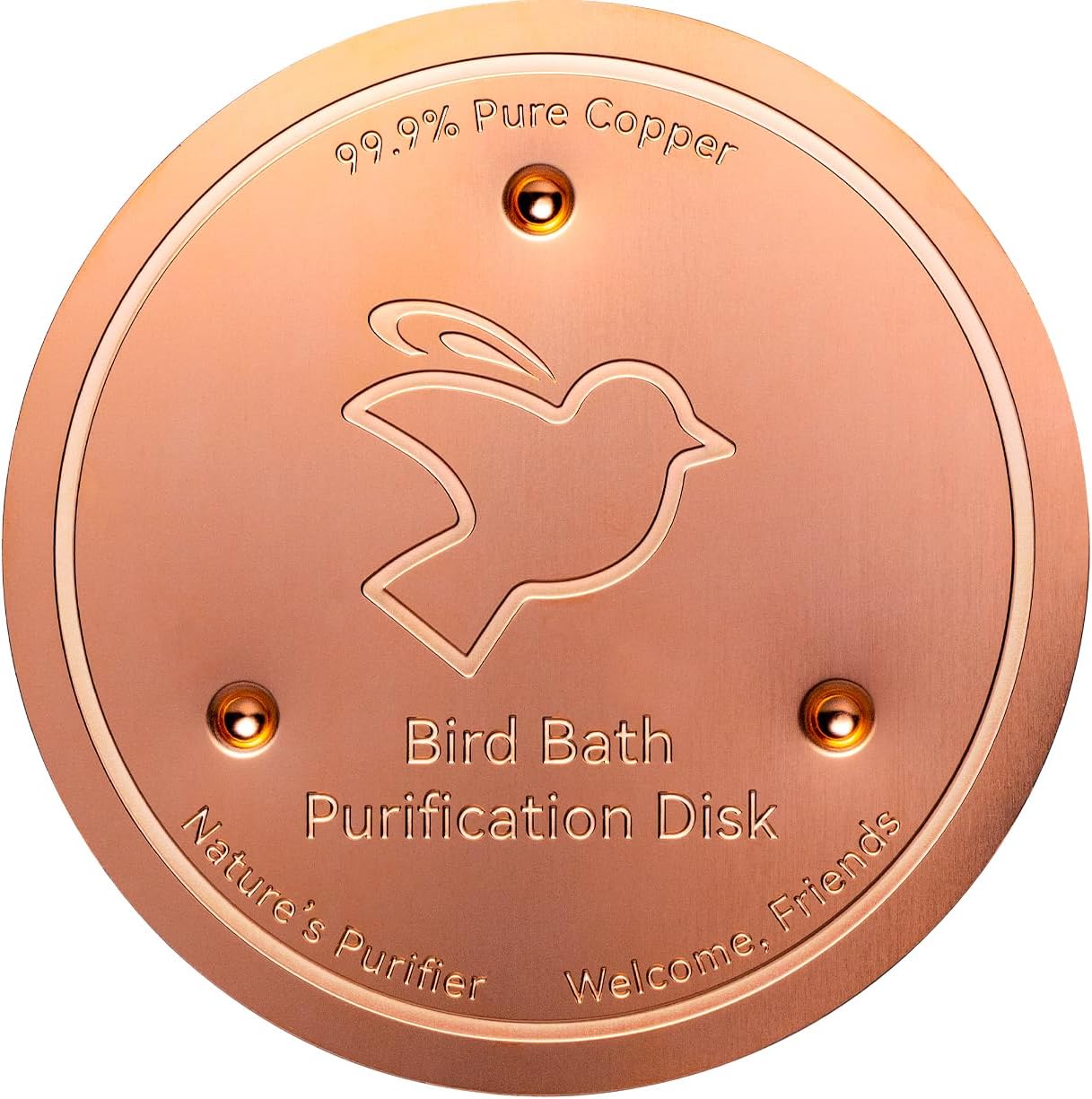 Mellbree Bird Bath Copper Disk, 0.6mm Reinforced 99.99% Pure Copper Cleaning Disk with Triple-Point Support for Physical Safe Clean Water All-Season, Universal Fit for Outdoor Birdbaths, Bowl
