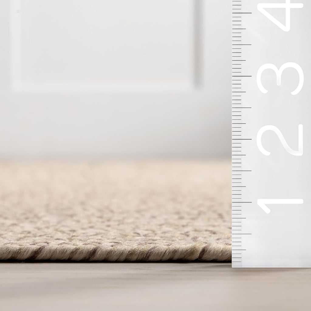 nuLOOM Oval 5' x 8' Solid Hand Braided Indoor/Outdoor Area Rug, Pet-Friendly, High Traffic, Weather Resistant, for Patio, Balcony, Bedroom, Living, Dining Room, Wynn Tan