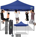 COBIZI 10x10 Pop Up Canopy Without Sidewall,Heavy Duty Canopy UPF 50+ All Season Wind Waterproof Commercial Outdoor Wedding Party Tents for Parties Gazebo with Carry Bag(10 x 10 ft Dark Blue)