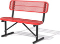 4/6/8 Feet Park Bench for Outside Heavy Duty Metal, Garden Benches Outdoor Bench with Backrest & Portable Frame, for Shopping Malls Stores Parks Patios Decks, Red