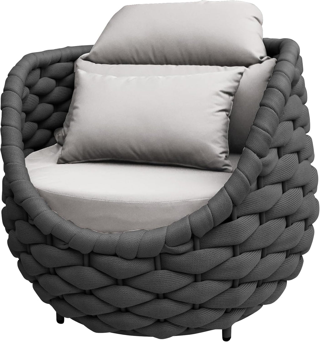 TWT Sunroom All-Weather Polyester Rope Balcony Furniture with Cushions & Pillows, Patio Sofa Couch for Outdoor, Patio, Balcony, Backyard, Deck, Poolside