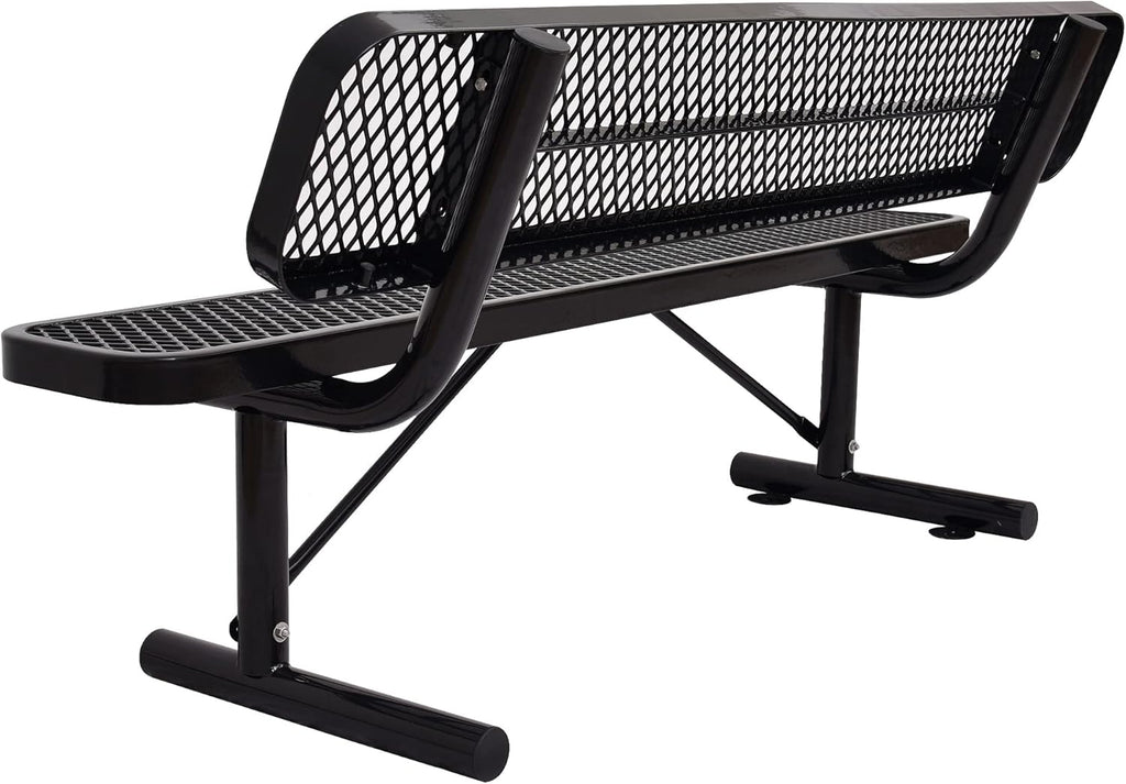 4/6/8 Feet Park Bench for Outside Heavy Duty Metal, Garden Benches Outdoor Bench with Backrest & Portable Frame, for Shopping Malls Stores Parks Patios Decks, Black