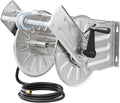 GREENER Stainless Steel Hose Reel For Outside,Wall Mount Garden Hose Holder Heavy Duty Metal Water Hose Reel, 3/4" Solid Connector with 5/8" Inlet Hose and Crank,80-Feet 1/2" Capacity