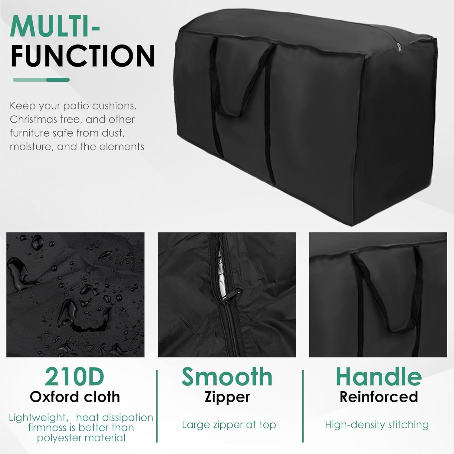2 Pack Patio Furniture Storage Bag Extra Large Protective Cushion Cover with Zippered Waterproof for Patio Furniture with Zippers and Handles Size 68 inch L x 30 inch W x 20 inch H (2)