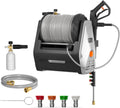 Giraffe Tools Wall Mounted Pressure Washer with 100ft Detachable Hose, Max 2900 PSI 2.2 GPM Electric Power Washer with 1800W Motor, Automatic Rewind, Any Length Locky