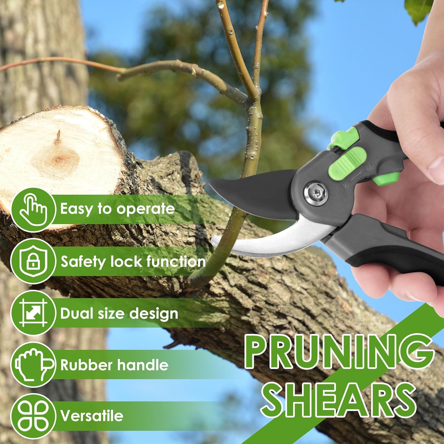 2 Pcs Pruning Shear Sturdy Steel Hand Pruner with Ergonomic Handle Efficient Gardening Shear Versatile Garden Pruner for Men Women Gardener