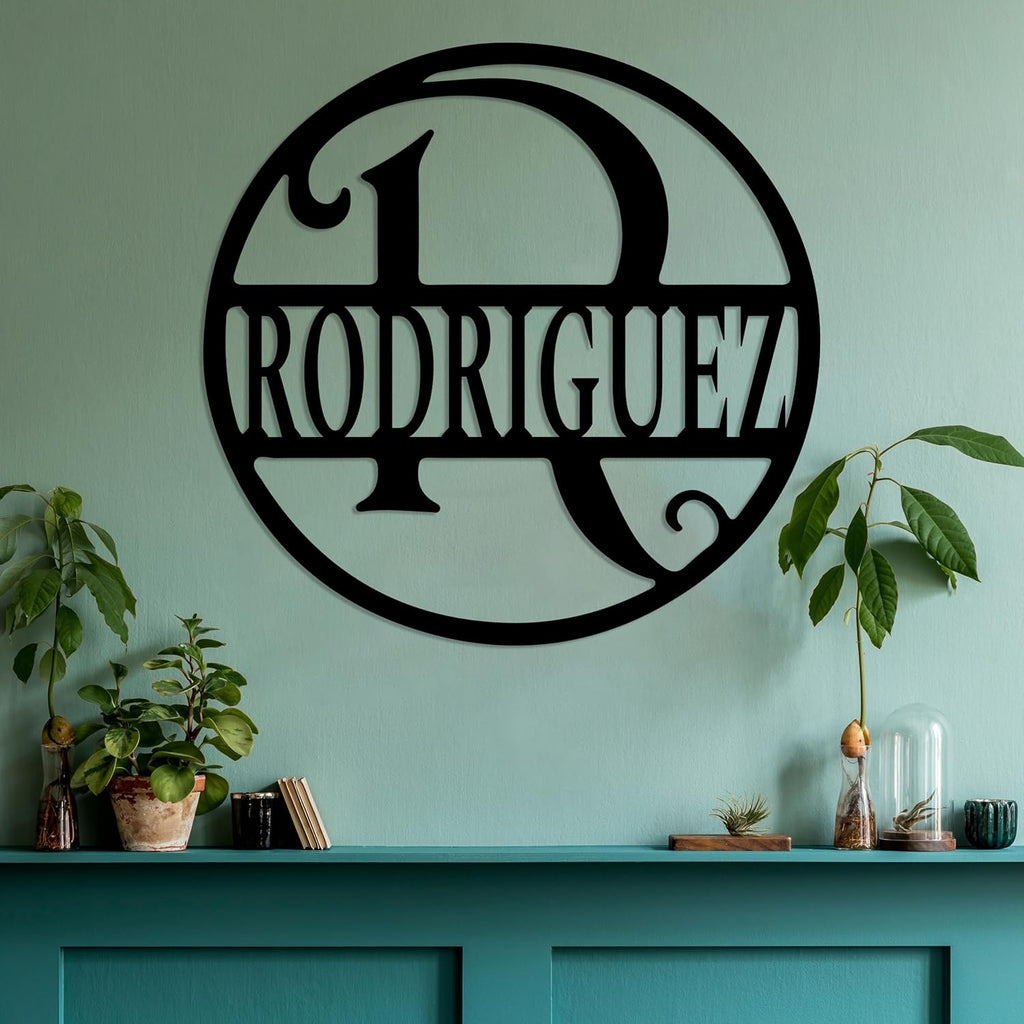 Personalized Metal Name Signs, Split Letter Monogram Wall Decor, Custom Last Name Sign, Family Name Sign for Outdoor, Personalized Wedding Gift, Garden Decor, Metal Wall Art, Housewarming Gift (MonogramDesign_3)