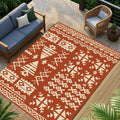 WILDROOTS 6x9 Feet Plastic Exotic Red Outdoor Rug, Stain Resistant Waterproof Reversible Outdoor Patio Rug, Fade Resistant Camping Rug