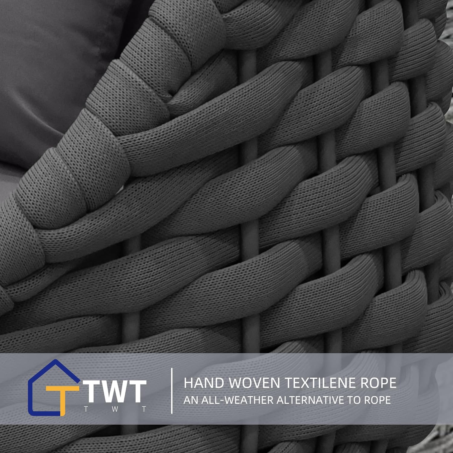 TWT Patio Furniture Sofa Set 4 Pieces Aluminum Outdoor Furniture w/27.8in Coffee Table,Patio Conversation Set with Hand Woven Textilene Rope for Backyard Garden Poolside,Dark Gray