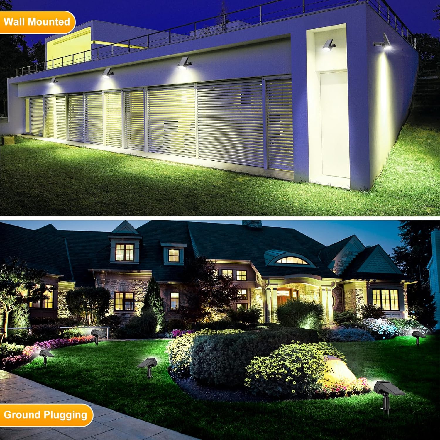 Fabrito 72 LEDs Solar Spot Lights Outdoor Waterproof, 3 Modes Landscape Spotlights, Dusk to Dawn Solar Powered Flood Wall Lights for Outside, Solar Garden Lights for Yard Porch 6 Pack (Cool White)