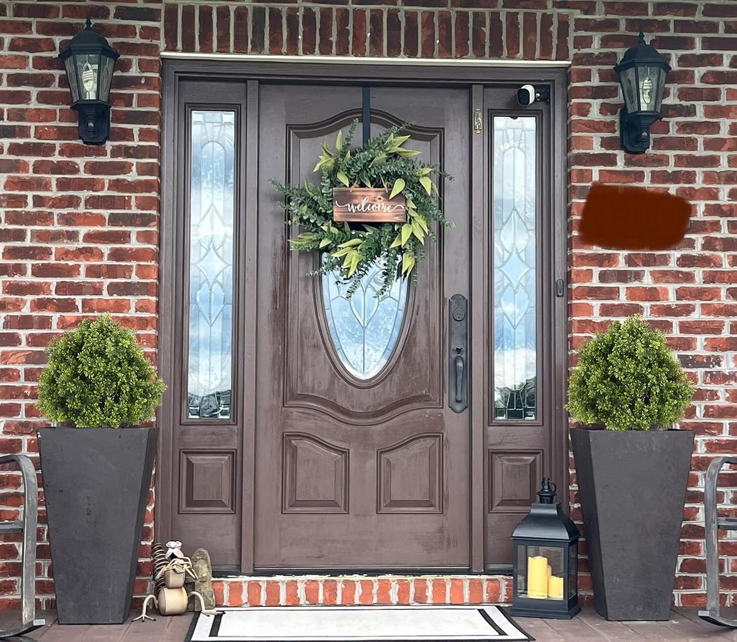 27“ Realistic Artificial Boxwood Topiary Trees Set of 2, Faux Boxwood Plants Outdoor UV-Resistant, No Maintenance Curb Appeal Fake Evergreen Bushes & Shrubs for Front Porch Outside Planter Decor