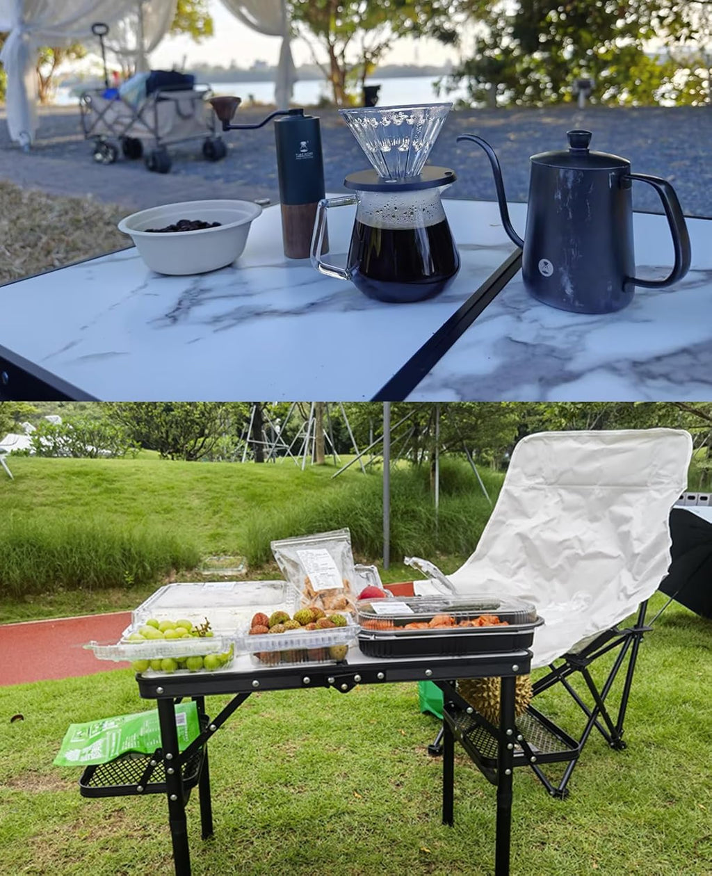 Titanker Folding Camping Table Small 2ft, Small Camp Table Portable with 50% Extra Space, Folding Picnic Table, Portable Beach Tables, Car Camping Essentials, Aluminum Light Solid