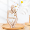 INNOLITES Boho Decor Thinker Statue Abstract Art Sculpture, Sandstone Resin Collectible Figurines for Home Living Room Office Shelf Decoration (Sandstone,Right)