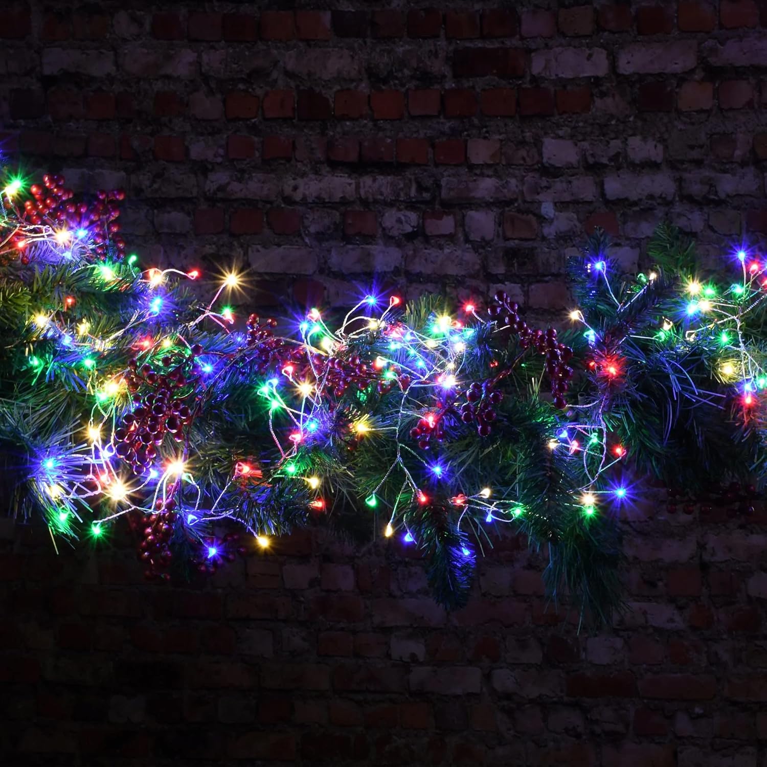 Dazzle Bright Fairy Lights Battery Operated, 2 Pack Total 40FT 120LED Silver Wire Waterproof String Lights, Christmas Decorations for Indoor Outdoor Bedroom Yard Decor, Multi-Colored