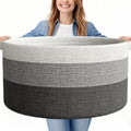 125L Extra Large Blanket Basket, 25" x 16", Jumbo Laundry Woven Baskets Decorative Home, Cotton Rope Basket with Handles, Baby Toy Baskets for Storage, Gradual Gray