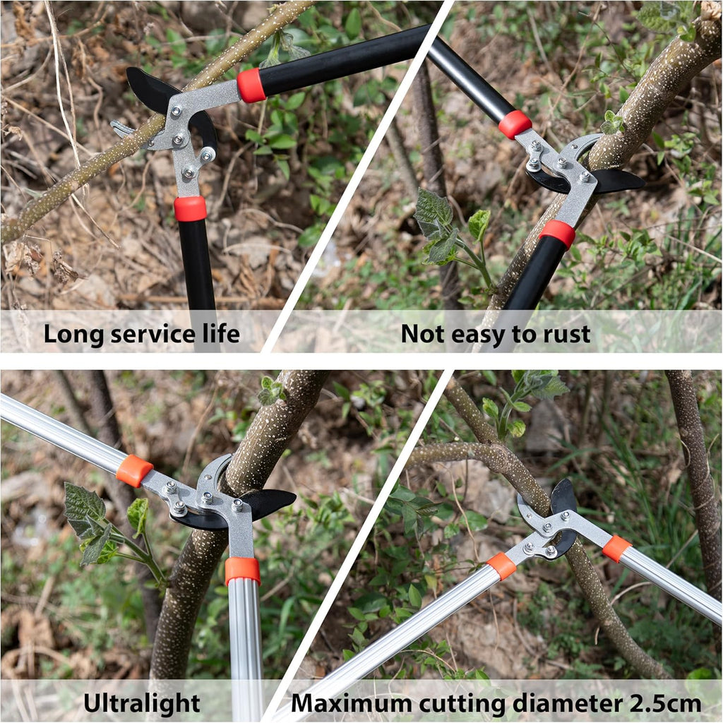 Heavy Duty Garden Lopper Pruning Shears, Aluminum Alloy or Carbon Steel, Tree Branch Cutter with Non-slip Handle, Labor-saving Gardening Tools, Yard, Orchard (Vigorously cut black steel)