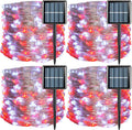 YEGUO Solar Fairy Lights Outdoor Waterproof, 4 Pack Each 33ft 100 LED String Lights, 8 Modes Silver Wire Solar Outdoor Lights (Red and White)