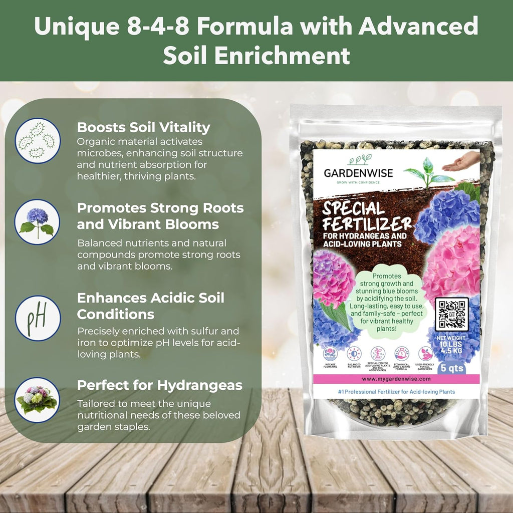 Slow Release Hydrangea Fertilizer with Iron & Sulfur – Indoor & Outdoor Soil Acidifier for Miracle Growth (12 oz)