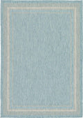 Unique Loom Outdoor Border Collection Area Rug - Soft Border (8' x 11' 4" Rectangle, Aquamarine/ Ivory)