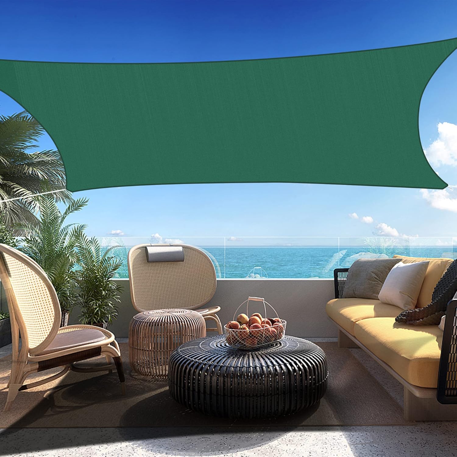 4' x 5' Green Rectangle Sun Shade Sail SSP1212 Canopy Durable Fabric UV Block Awning,We Make Custom Orders