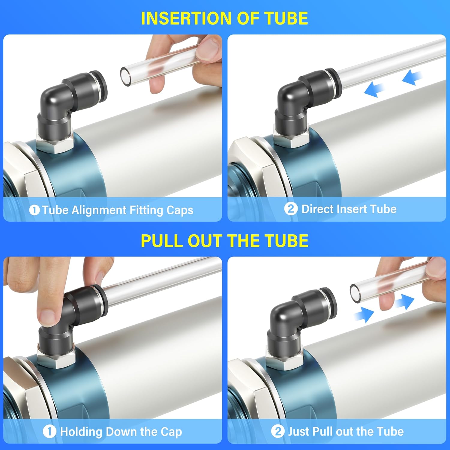TAILONZ PNEUMATIC Elbow and Straight Combination 3/8 Inch Tube OD x 1/4 Inch NPT Thread Push to Connect Fittings PC-3/8-N2+PL-3/8-N2(Pack of 4)