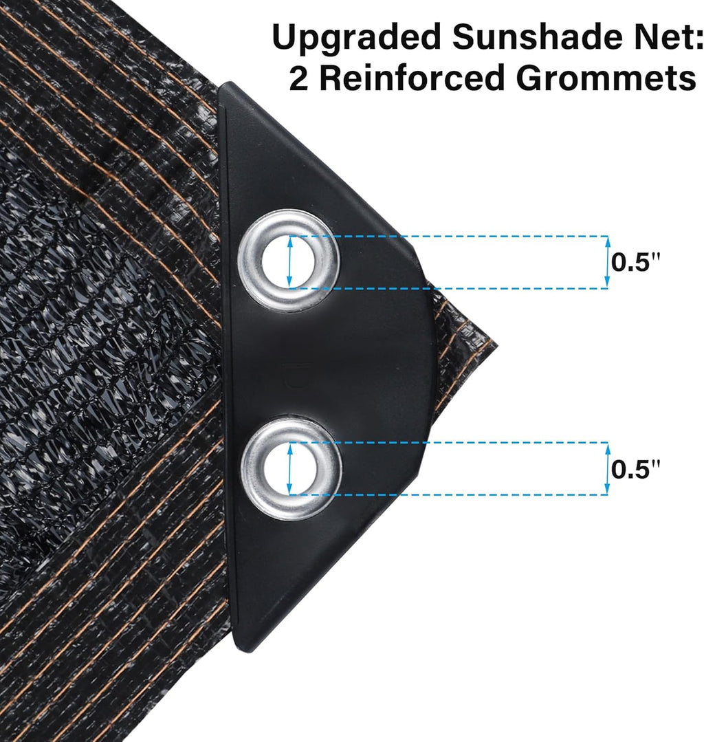 winemana Black Shade Cloth 70%, 30x50 FT Mesh Tarp - Garden Shade for Greenhouse, Patio, Vegetables, Plants Cover and Chicken Coops, Sunshade Net for Outdoor Protection with Reinforced Grommets