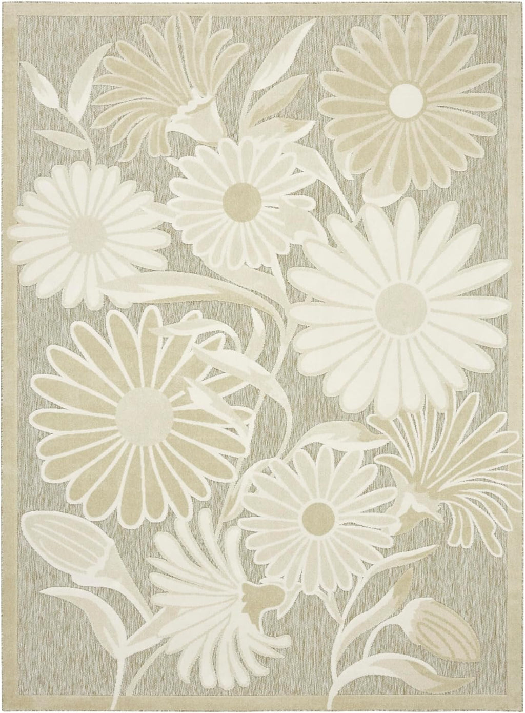 Nourison Aloha Ivory Sage 7'10" x 10'6" Area Rug - Easy Clean, Non Shedding, Bed Room, Living Room, Dining Room, Kitchen (8' x 11')