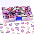 Swpeet 1 Pound Mixed Colors Shine Crystal Series Mosaic Tiles Assortment Kit, Square and Triangle Genuine Mosaic Tiles Glitter Crystal Mosaic Perfect for Home Decoration Crafts