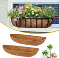 2-Pack Coconut Liners for Planters 30 inch, Half-Moon Shape Window Box Liners Coconut Planter Liners Replacement, Trough Coco Liners for Planters Flower Baskets