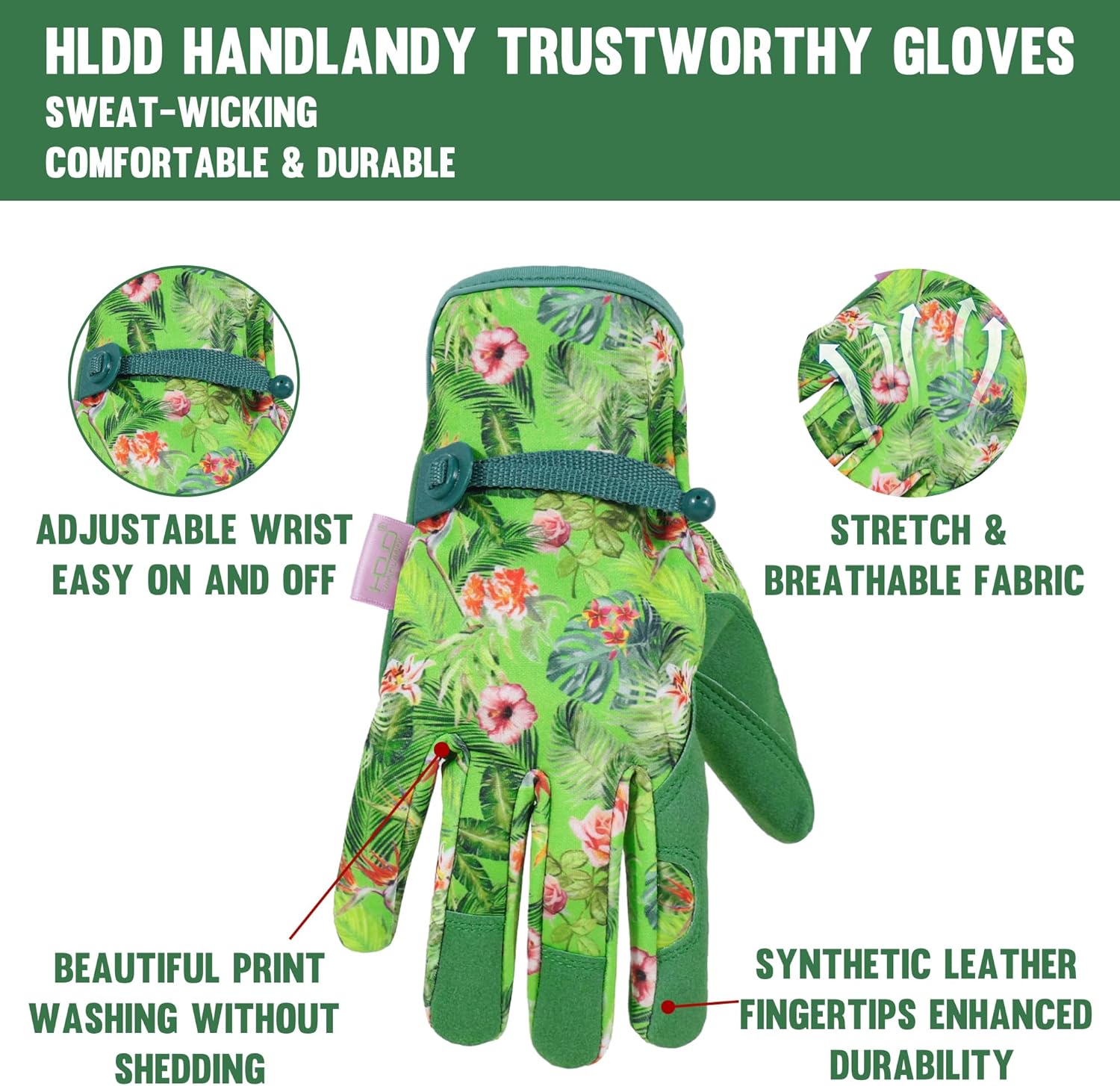 HLDD HANDLANDY Work Gloves for Women and Ladies, Leather Gardening Gloves Flexible Mechanic Working Gloves