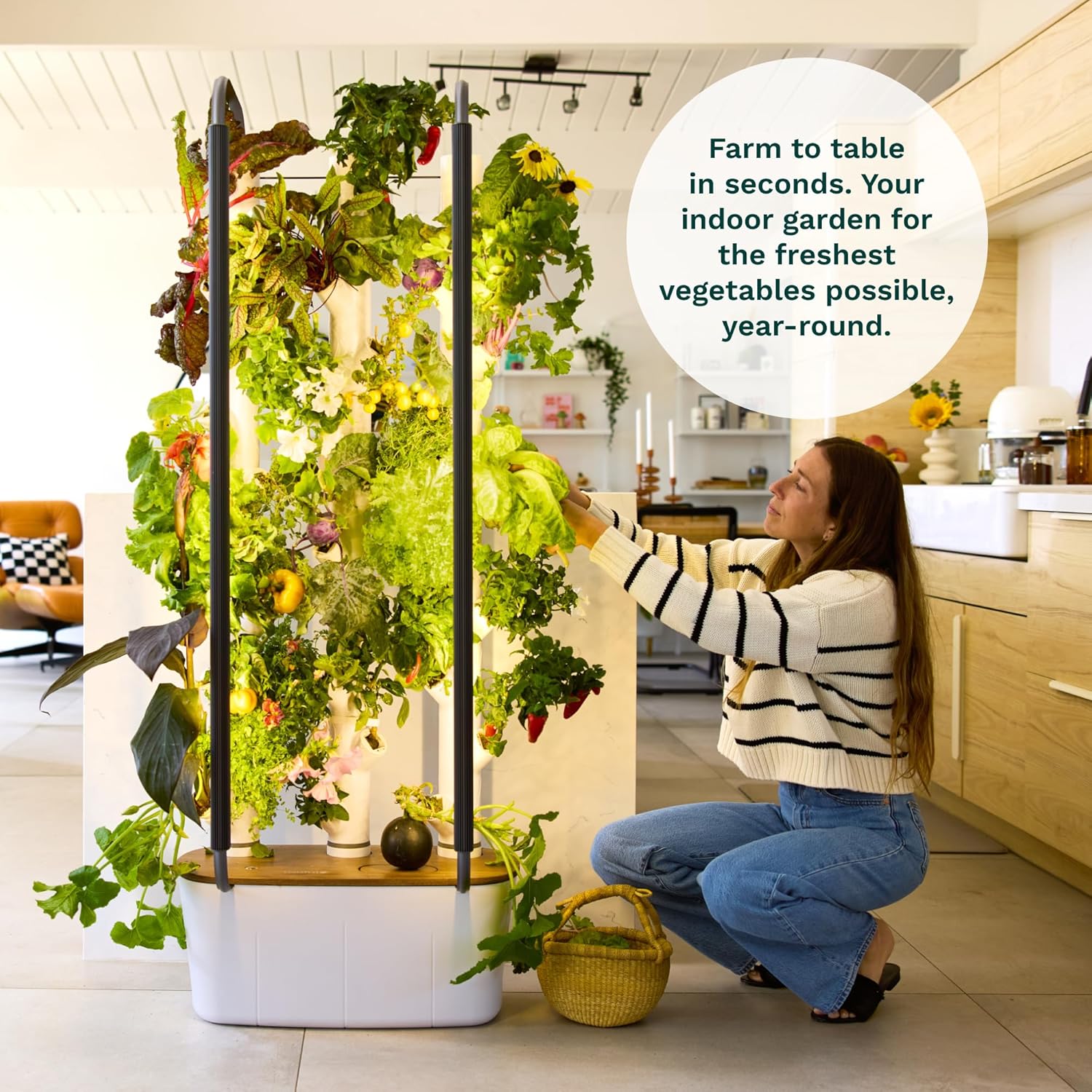 Gardyn 4.0 Vertical Hydroponics Growing System Kit - 30 Non-GMO Plants, Herbs, Vegetables - Smart Tower Garden - Hydroponic Herb Garden Planter Indoor Kit - Indoor Gardening System w/LED Grow Lights