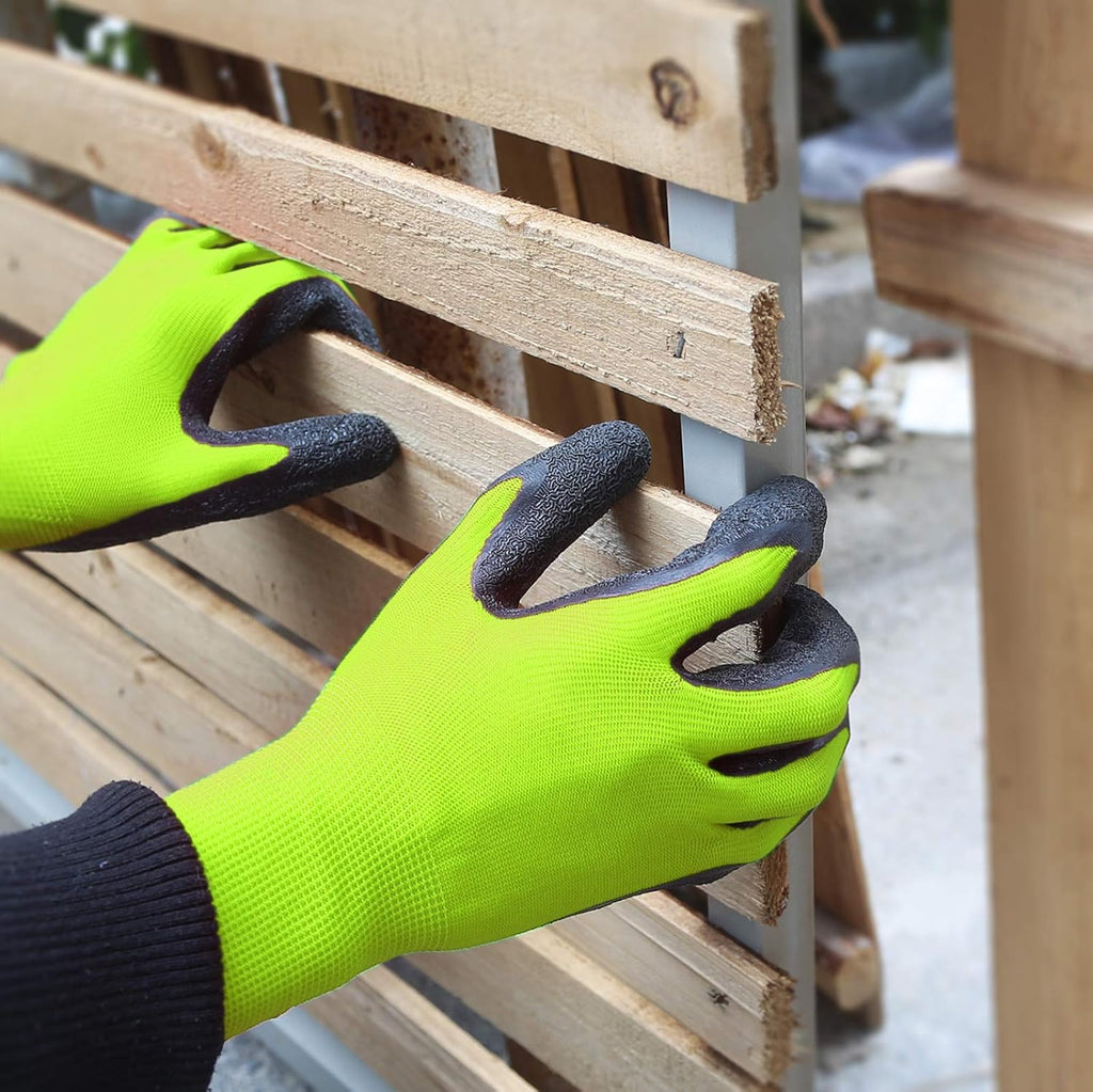 Evridwear Crinkle Latex Rubber Hand Coated Safety Work Gloves for Men Women General Multi Use Construction Warehouse Gardening Assembly Landscaping (XS,12 Pairs Pack)