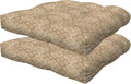Honeycomb Outdoor Essentials Set of 2 Tufted Seat Pads, 19 x 18, Courtyard Geo Almond Dining Chair Cushions for Patio Furniture