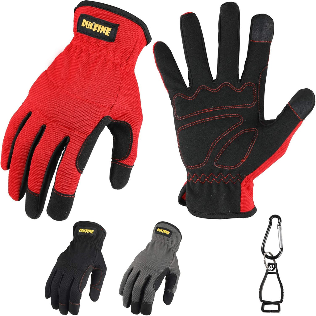 DULFINE High Performance Work Gloves For Men(3 Pairs Pack), High Dexterity Touch Screen For Multipurpose,Excellent Grip (XX-Large)