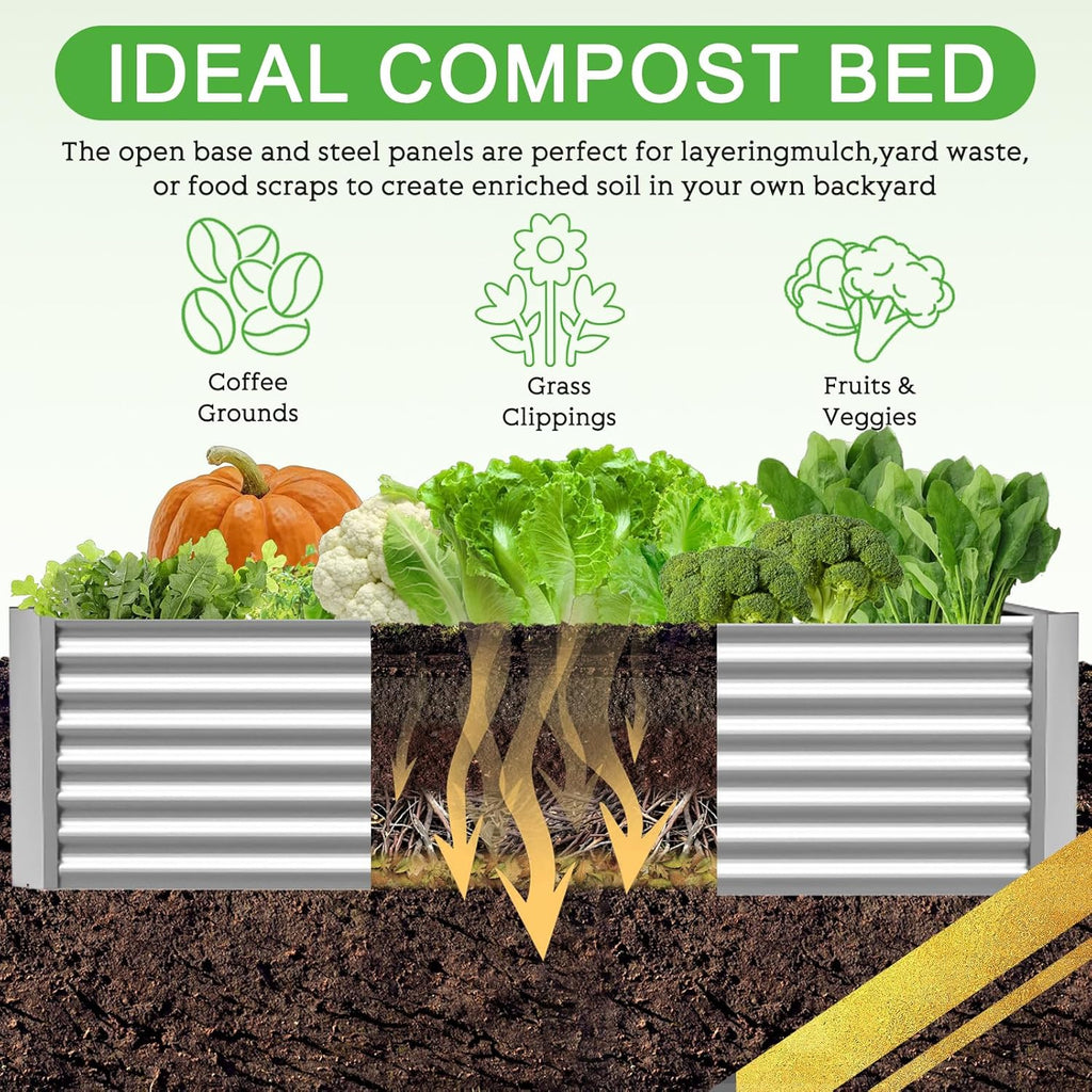 4 Pack 6x3FT Galvanized Raised Garden Bed Outdoor,Metal Garden Bed for Vegetables,Steel Raised Beds for Gardening,Above Ground Garden Box for Flower