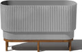 Veradek Demi Series Raised Long Planter for Indoor/Outdoor Use | Made from Plastic & Stone w/Wooden Stand | Modern Patio Décor for Flowers/Shrubs