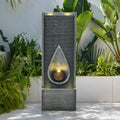 Water Fountain Indoor Outdoor, 53.14inch Modern Cascading Waterfall Feature with LED Lights, Tall Floor Standing Fountain for Garden, Deck, Patio, Porch, Yard Decor (53)