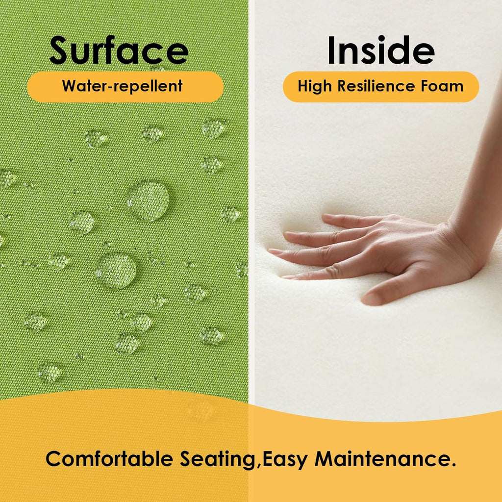 Outdoor Sunbrella Round Corner Seat Cushion, 17"x16"x2", Set of 4, Non Slip Seat Cushion Pads with Removable Cover for Patio Furniture, Garden Yard Lawn, Canvas Ginkgo