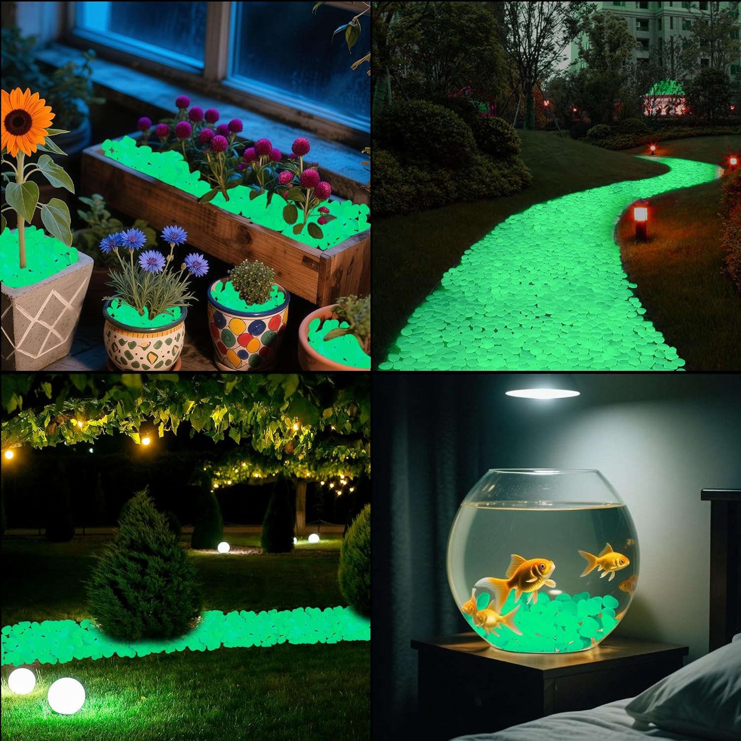 3.5LB Glow Pebbles Glowing Rocks for Garden Decoration 25-27mm Luminous Stones Glowing Stones for Driveway Landscape Walkway,Green(500pcs)