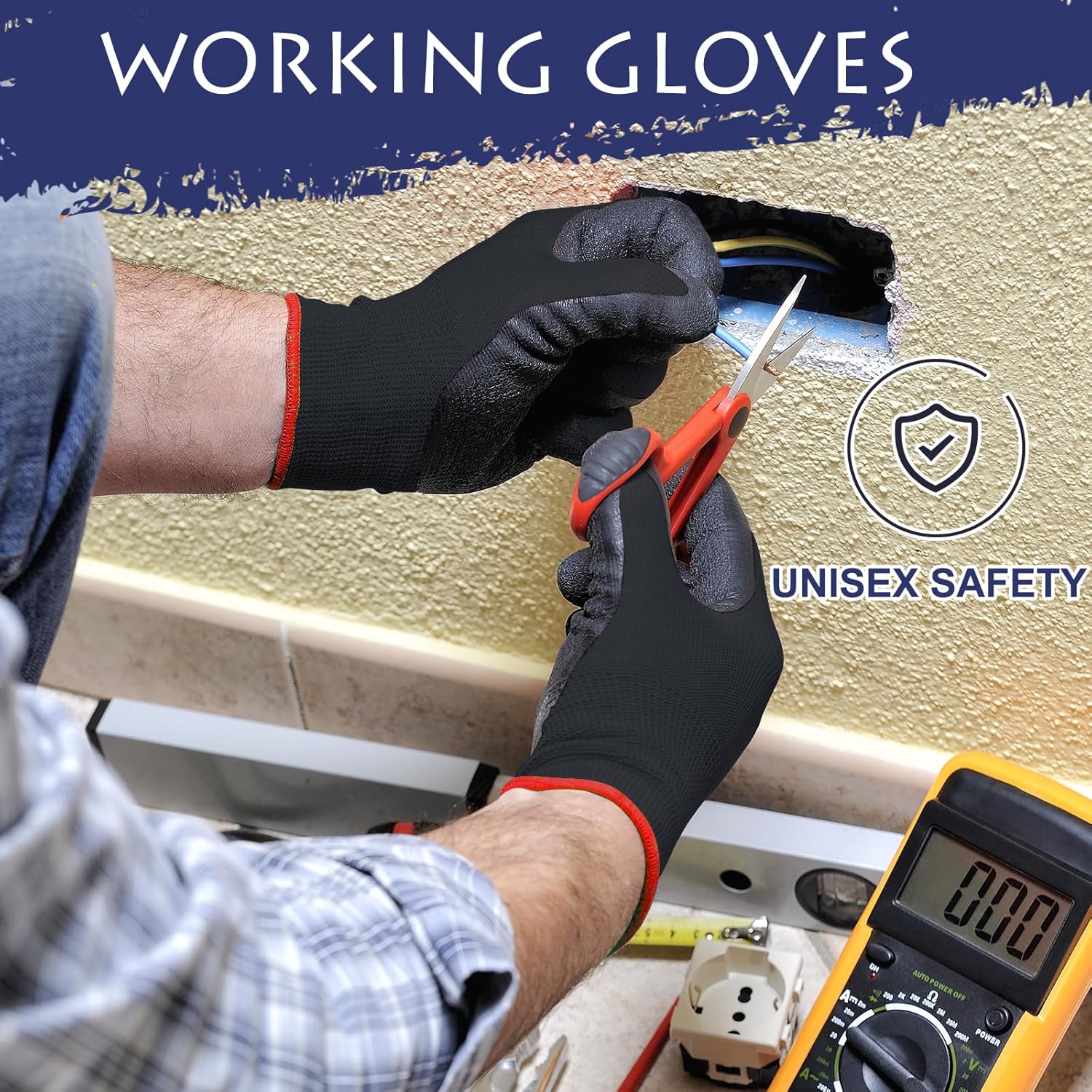 48 Pairs Garden Gloves for Women Men Breathable Rubber Coated Yard Safety Work Thorn Proof Work Gloves