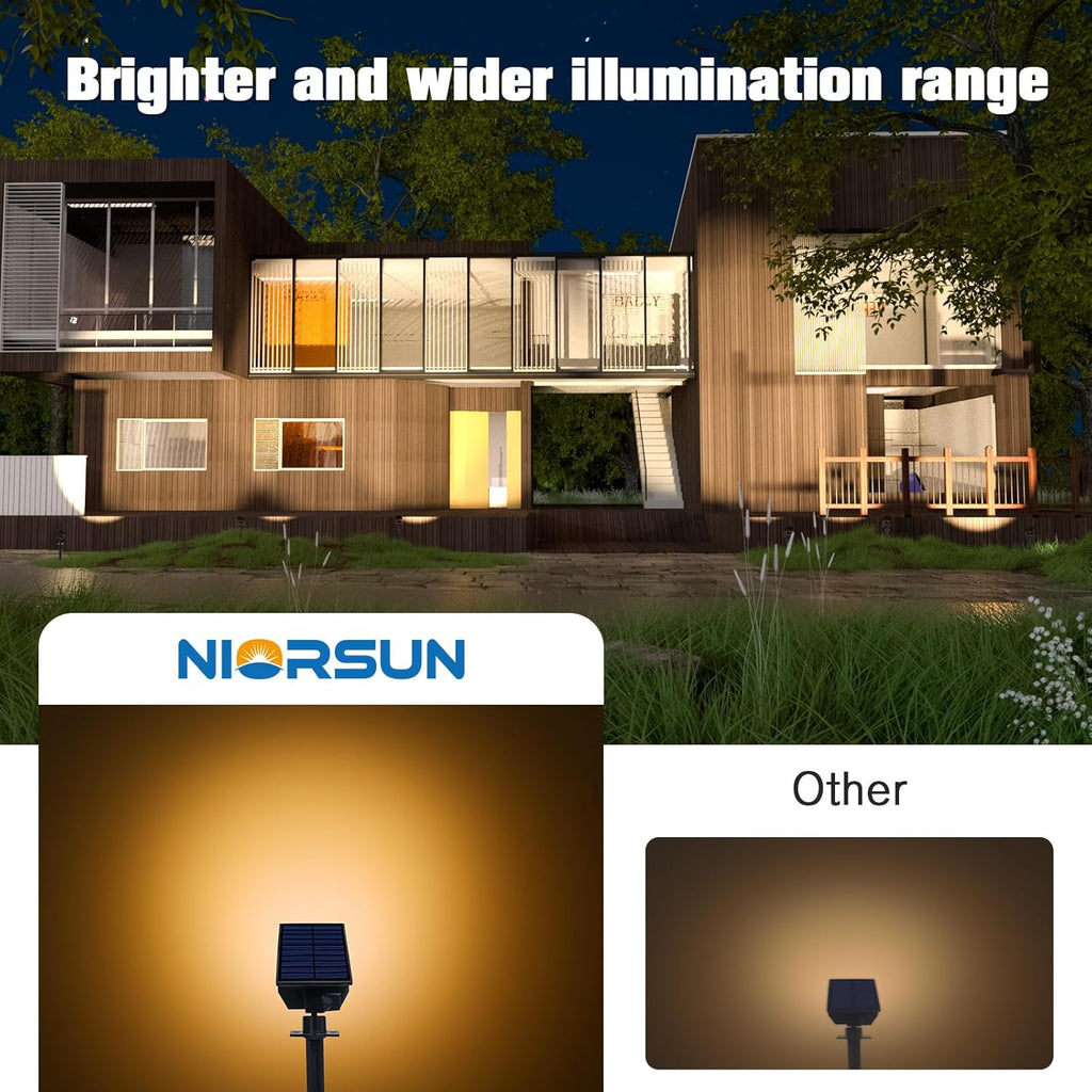NIORSUN Solar Spot Lights Outdoor,23 LEDs Landscape Lighting with Auto On/Off and 3 Lighting Modes, IP67 Waterproof Spotlights,Outdoor Solar Lights for Yard Garden,6 Pack(Warm White)
