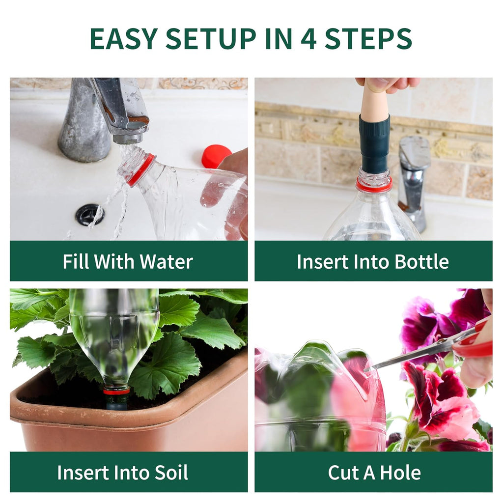 Terracotta Plant Watering Spikes, Bottle Adapter for Self Watering Planter Insert, Vacation Plant Watering Devices, Slow-Release Plant Watering Globes System for Outdoor | Indoor Use, 5-Pack